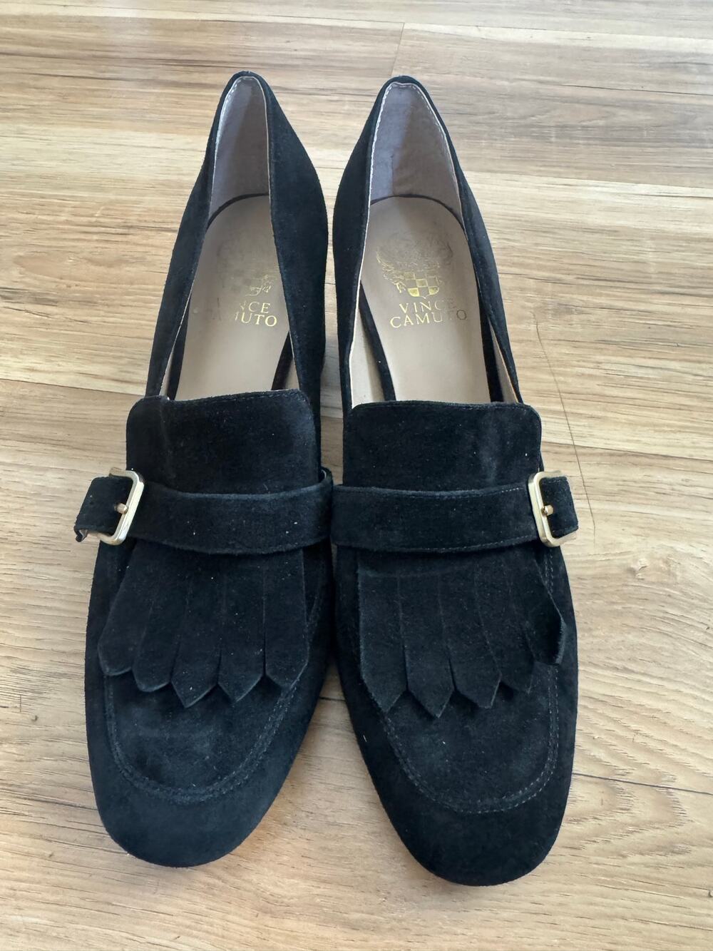 Vince Camuto Giuliann Fringe Suede Block Heel Pumps – Size 9.5 US / 39.5 EU